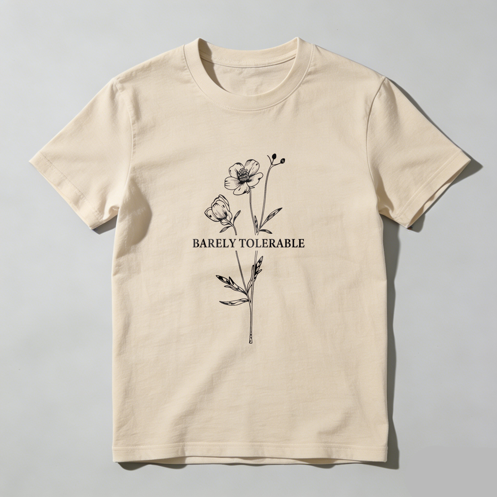 Wardrobecart Barely Tolerable Flower Design Print Tshirt