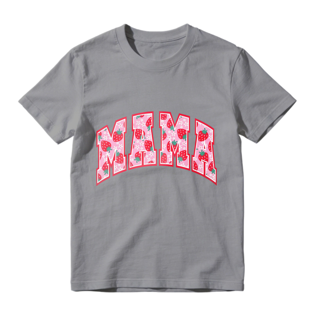 Strawberry Pattern Mama Text Graphic, Unisex Classic T-shirt