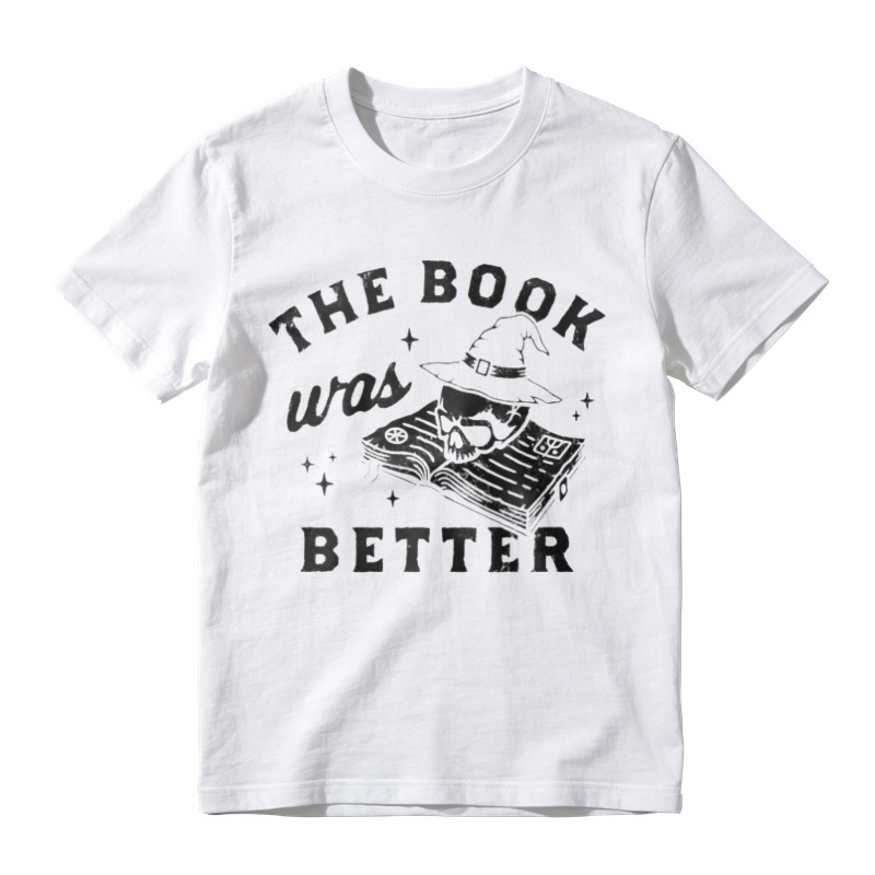 The Book Was Better Skull Witch Hat Open Book Graphic T-shirt