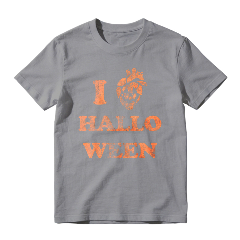 I Love Halloween Skull Heart Graphic T-shirt