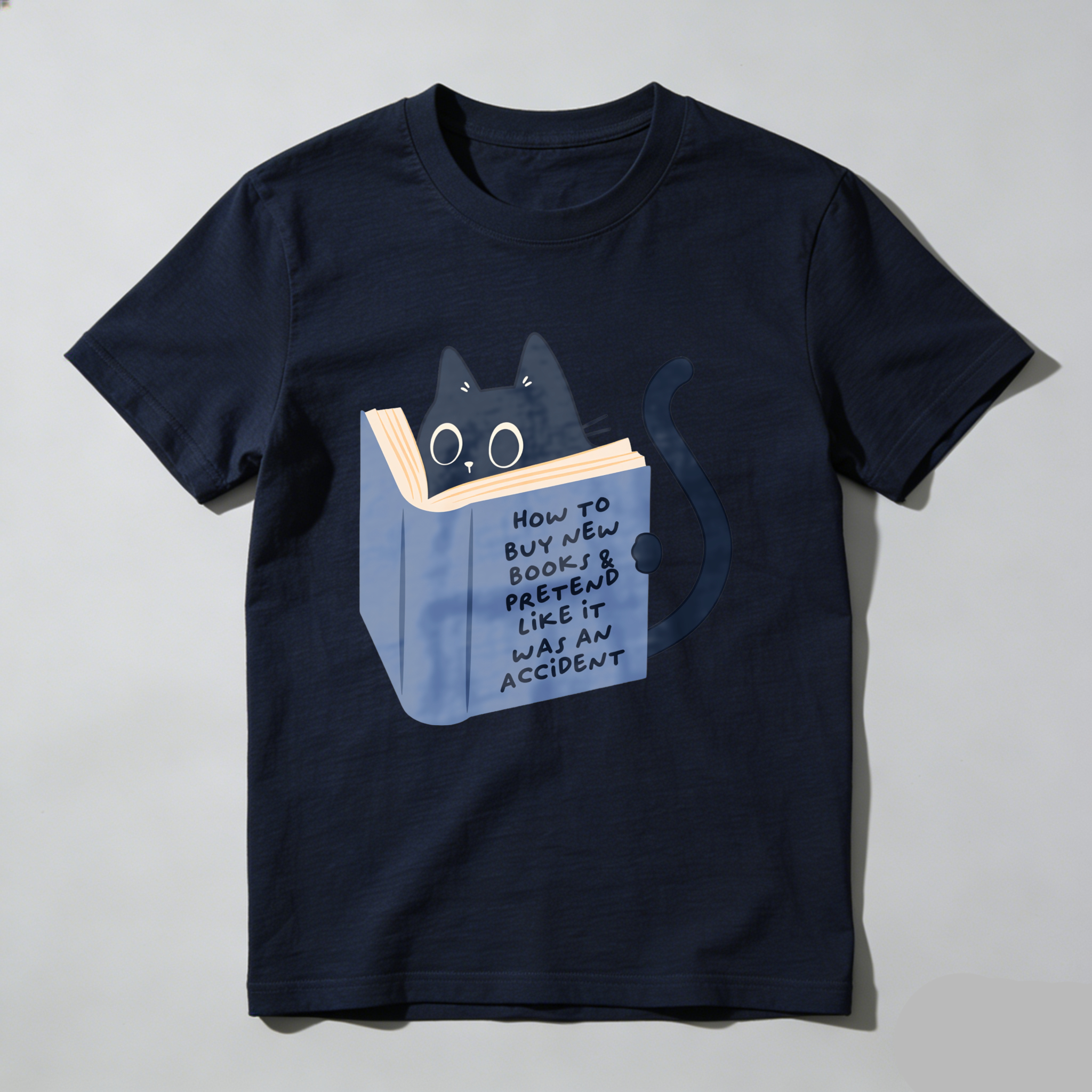 Wardrobecart Cat Reading Book With Text On Cover tshirt