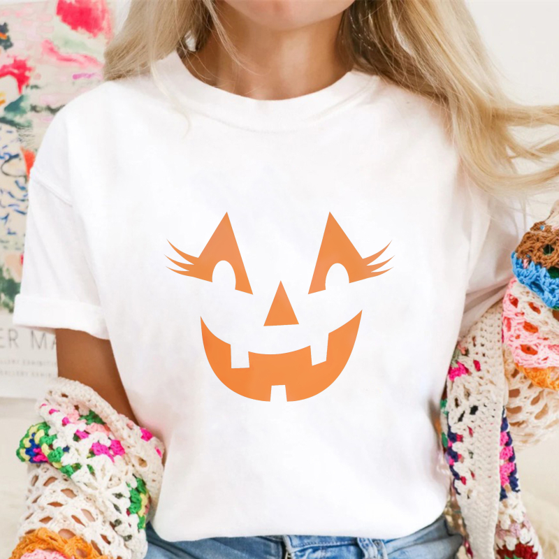 Orange Jack O Lantern Pumpkin Face Halloween Unisex Classic T-shirt