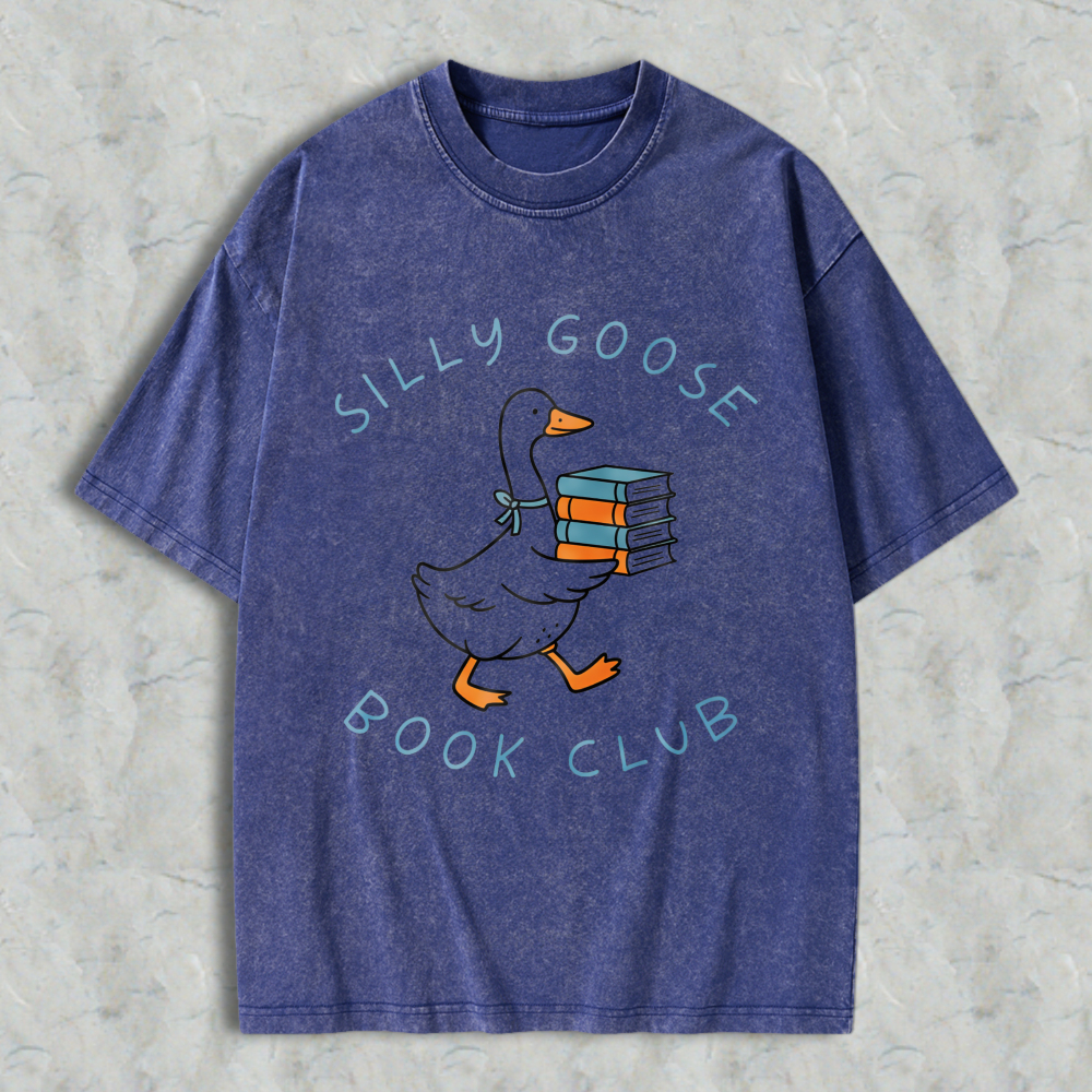 Wardrobecart Silly Goose Book Club Graphic Unisex Washed T-shirt