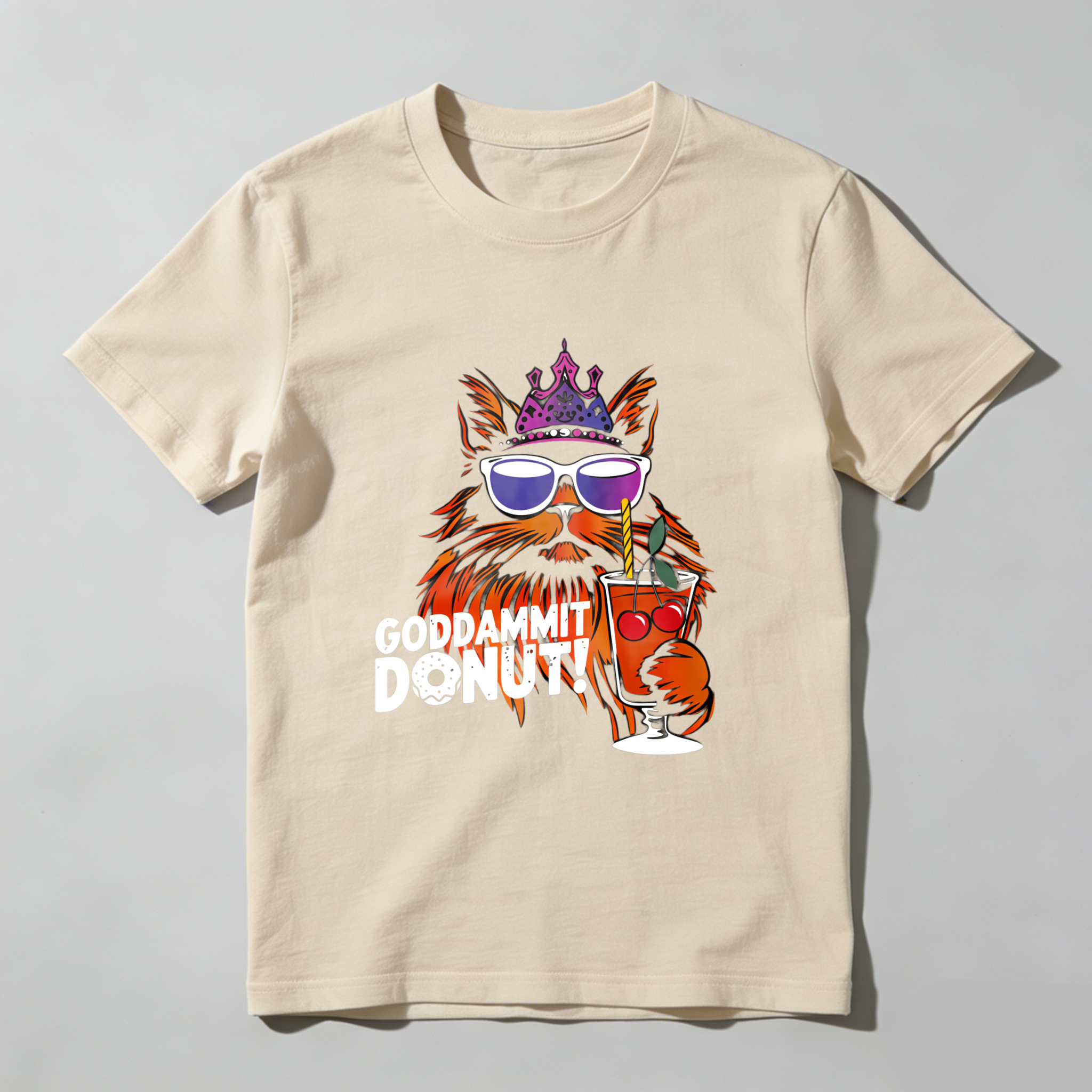 Wardrobecart Cat With Crown Sunglasses And Cocktail Tshirt