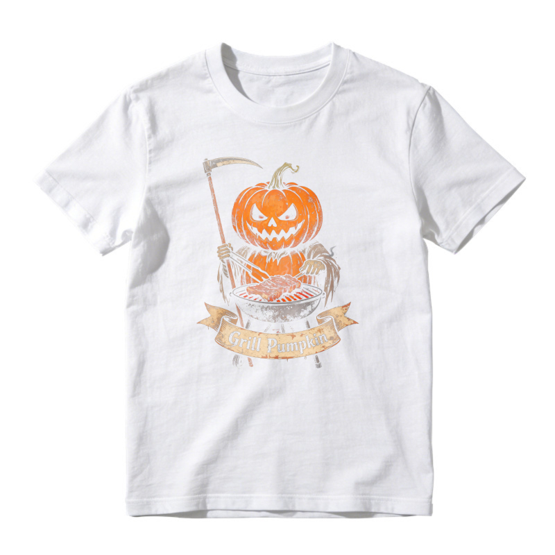Grill Pumpkin Halloween Skeleton Reaper Barbecue Unisex Classic T-shirt