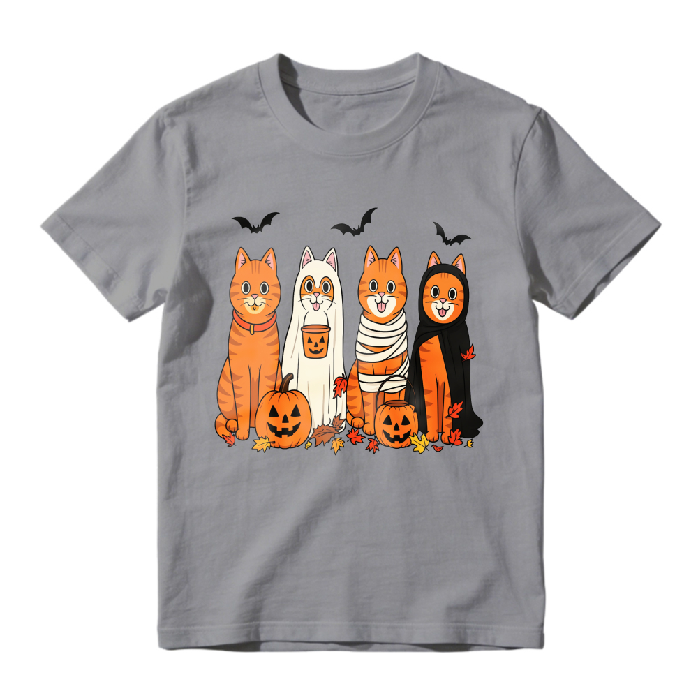 Halloween Cats In Costumes With Pumpkins And Bats, Unisex Classic T-shirt