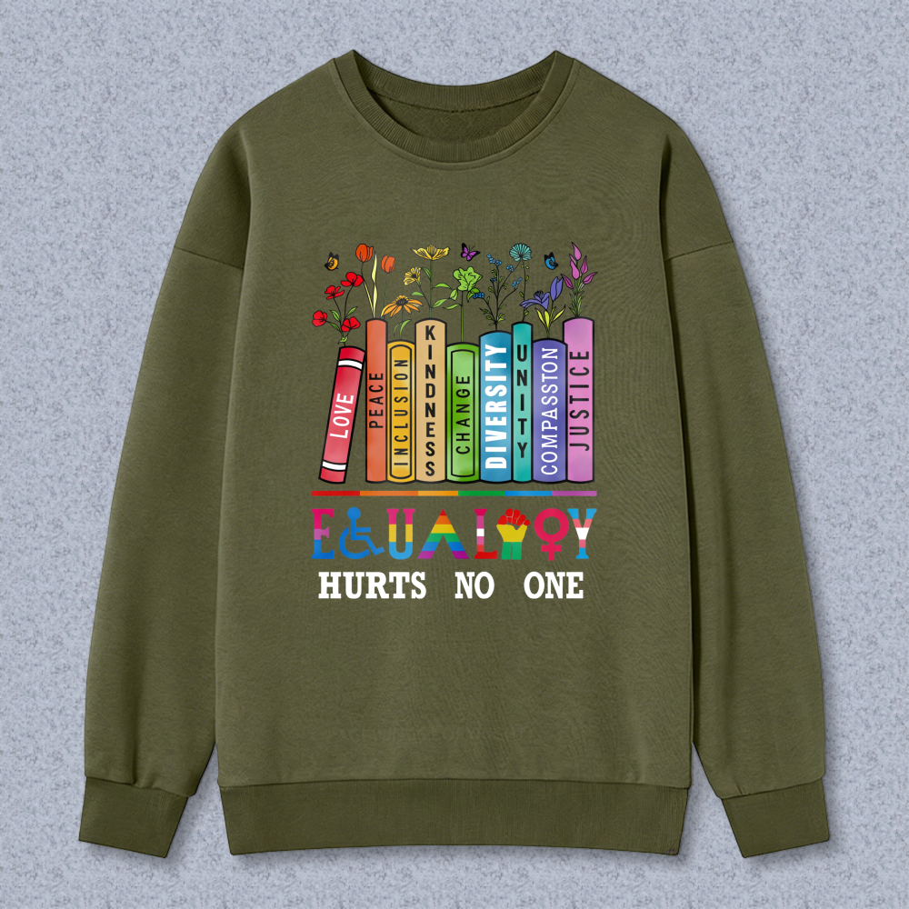 Wardrobecart Rainbow Crayons With Flowers And Inclusion Symbols Unisex Classic Sweatshirt