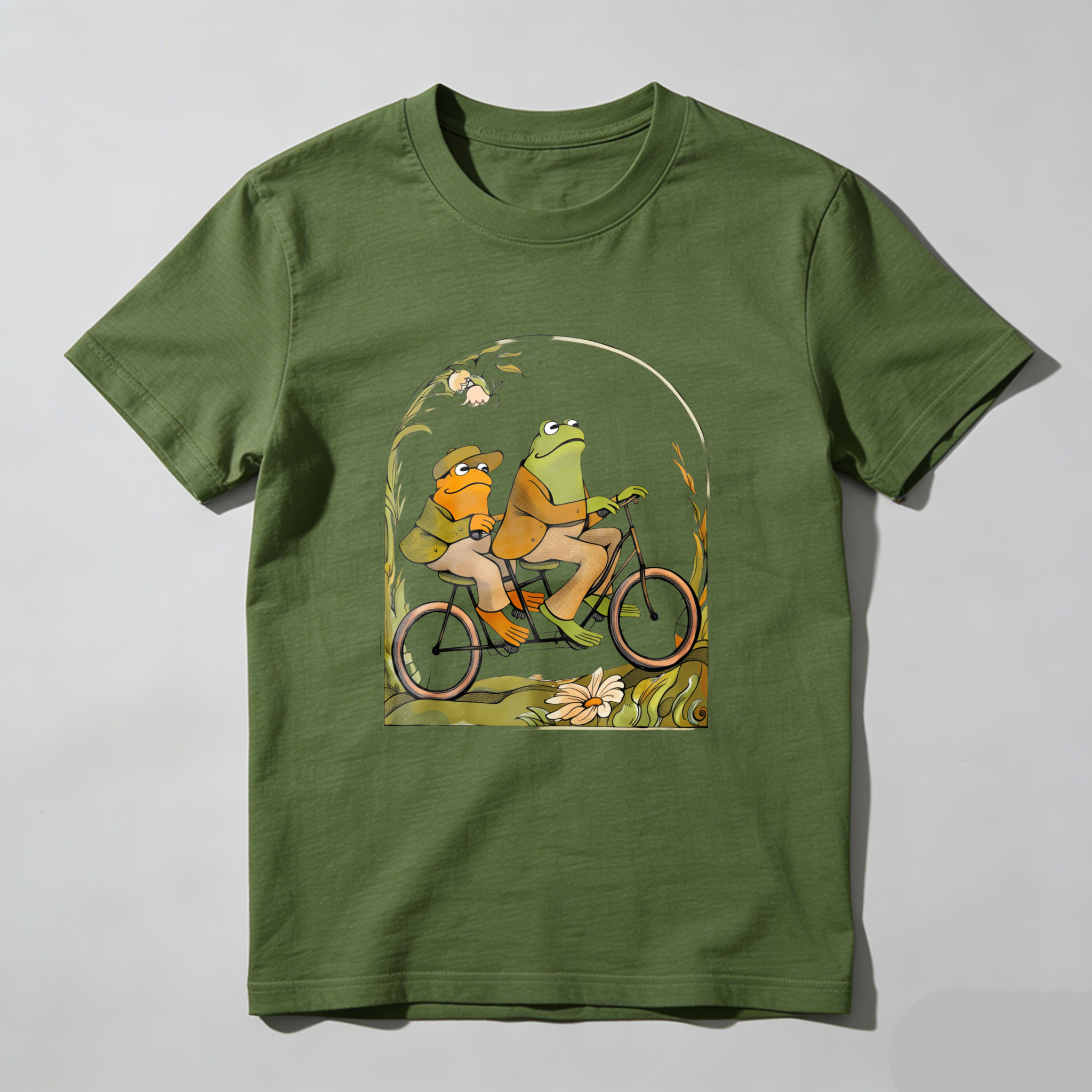 Wardrobecart Frog And Duck Ride Bicycle Together Tshirt