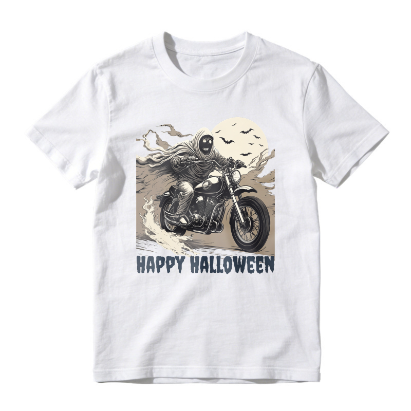 Grim Reaper Motorcycle Moon Bats Happy Halloween Unisex Classic T-shirt