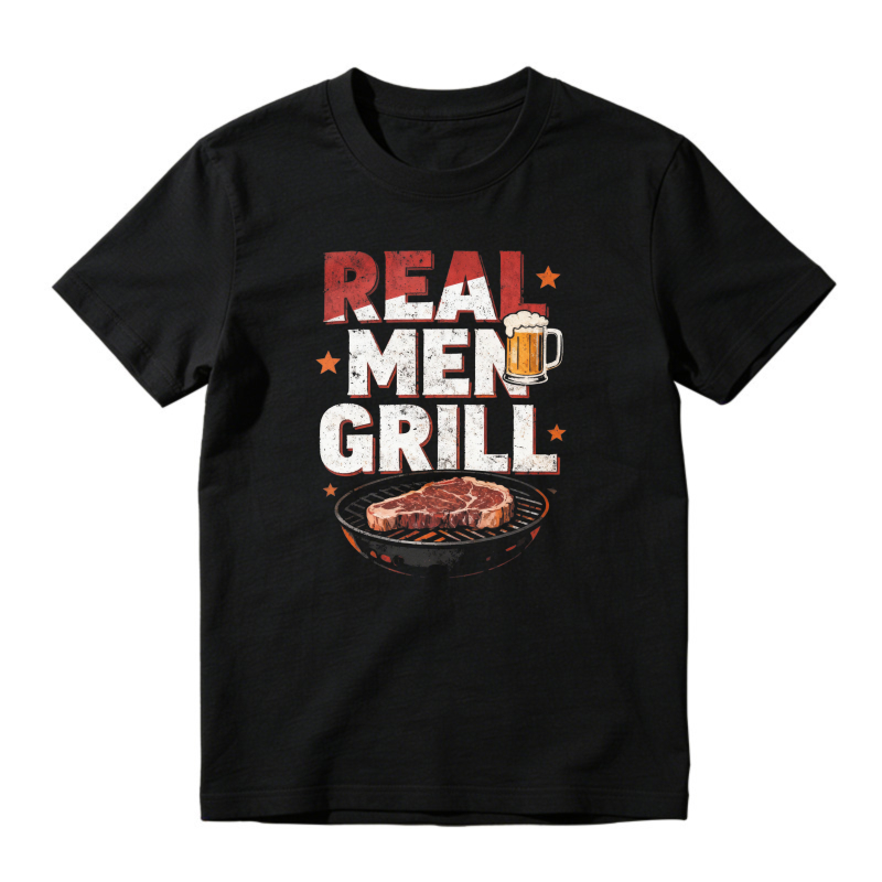 Real Men Grill Steak And Beer Graphic Unisex Classic T-shirt