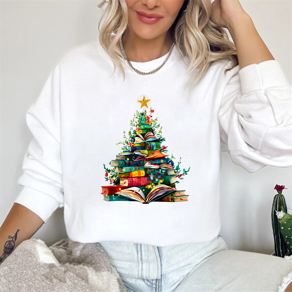 Wardrobecart Christmas Tree Made Of Books Unisex Classic Sweatshirt
