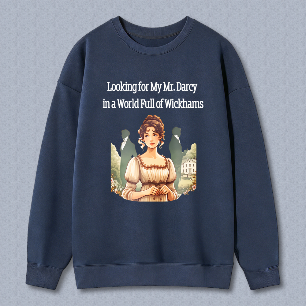 Wardrobecart Classic Woman In Vintage Dress With Garden Background Unisex Classic Sweatshirt
