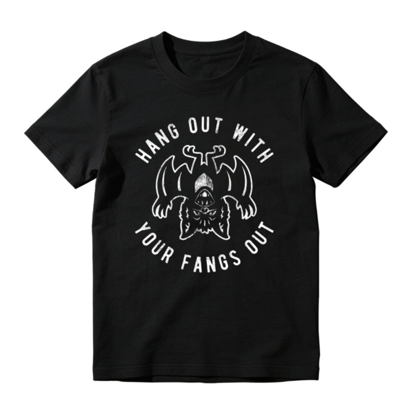 Hang Out With Your Fangs Out Vampire Bat Skeleton Graphic T-shirt