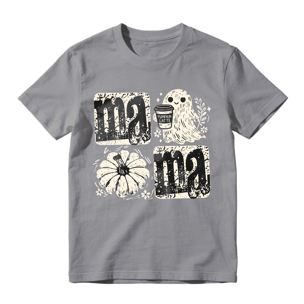 Mama Ghost Coffee Cup Pumpkin Halloween Graphic, Unisex Classic T-shirt