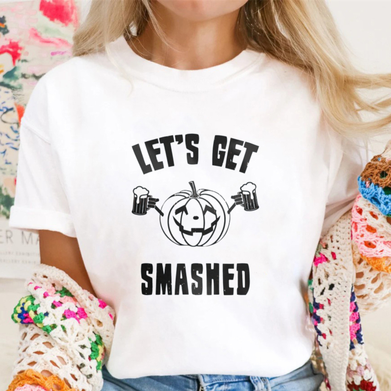 Lets Get Smashed Halloween Pumpkin Beer Mugs Graphic T-shirt