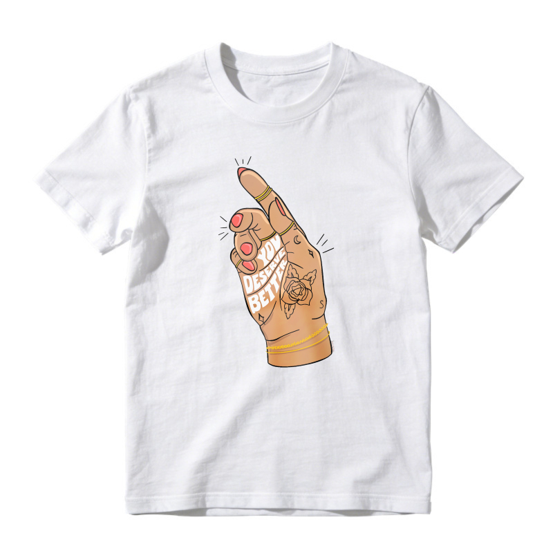 Hand With Rose Tattoo And Knuckle Text Graphic, Unisex Classic T-shirt
