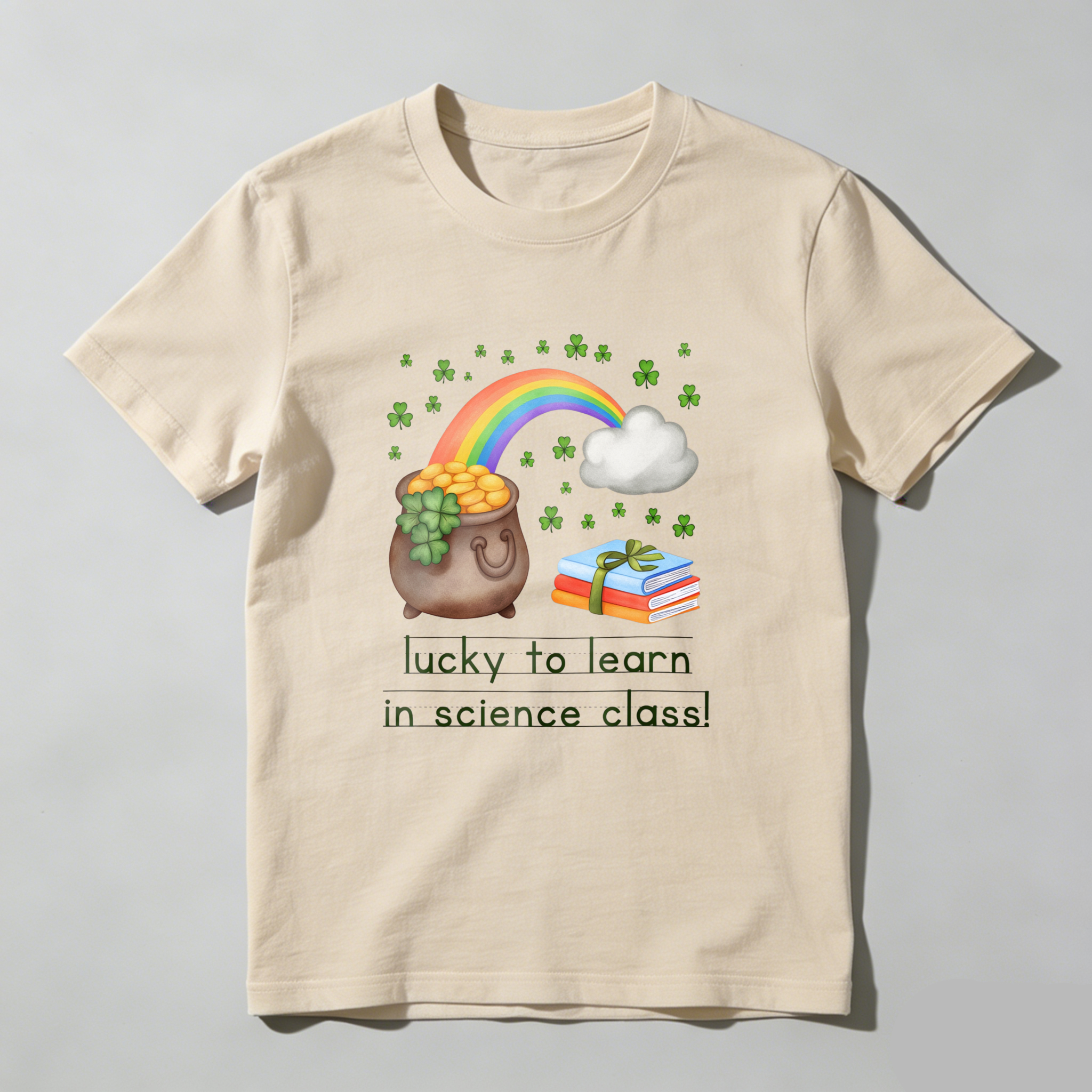 Wardrobecart Pot Of Gold Rainbow Books Clover Cloud tshirt