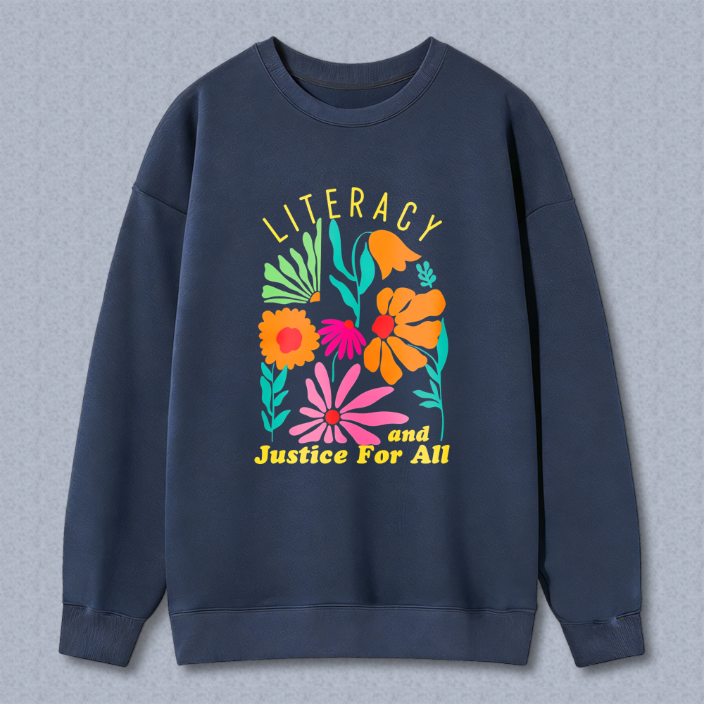 Wardrobecart Literacy And Justice For All Floral Design Unisex Classic Sweatshirt