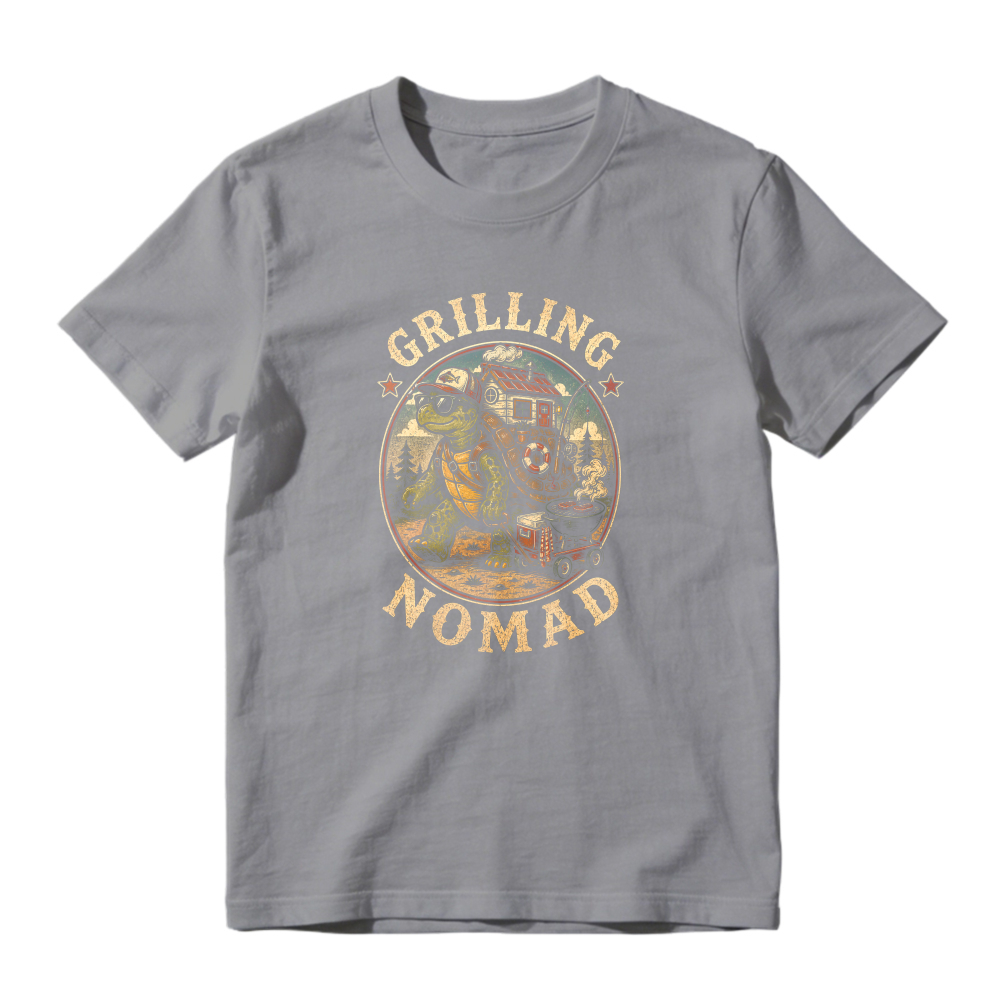 Grilling Nomad Turtle With Camper Van Retro Vintage Unisex Classic T-shirt