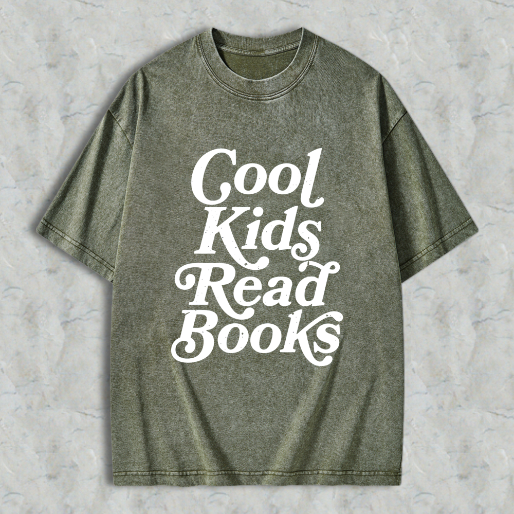 Wardrobecart Cool Kids Read Books Unisex Washed T-shirt