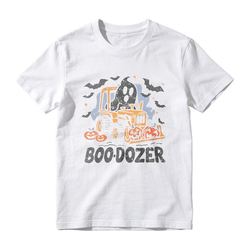 Halloween Boo Dozer Bulldozer Ghost Pumpkin Bat Graphic, Unisex Classic T-shirt
