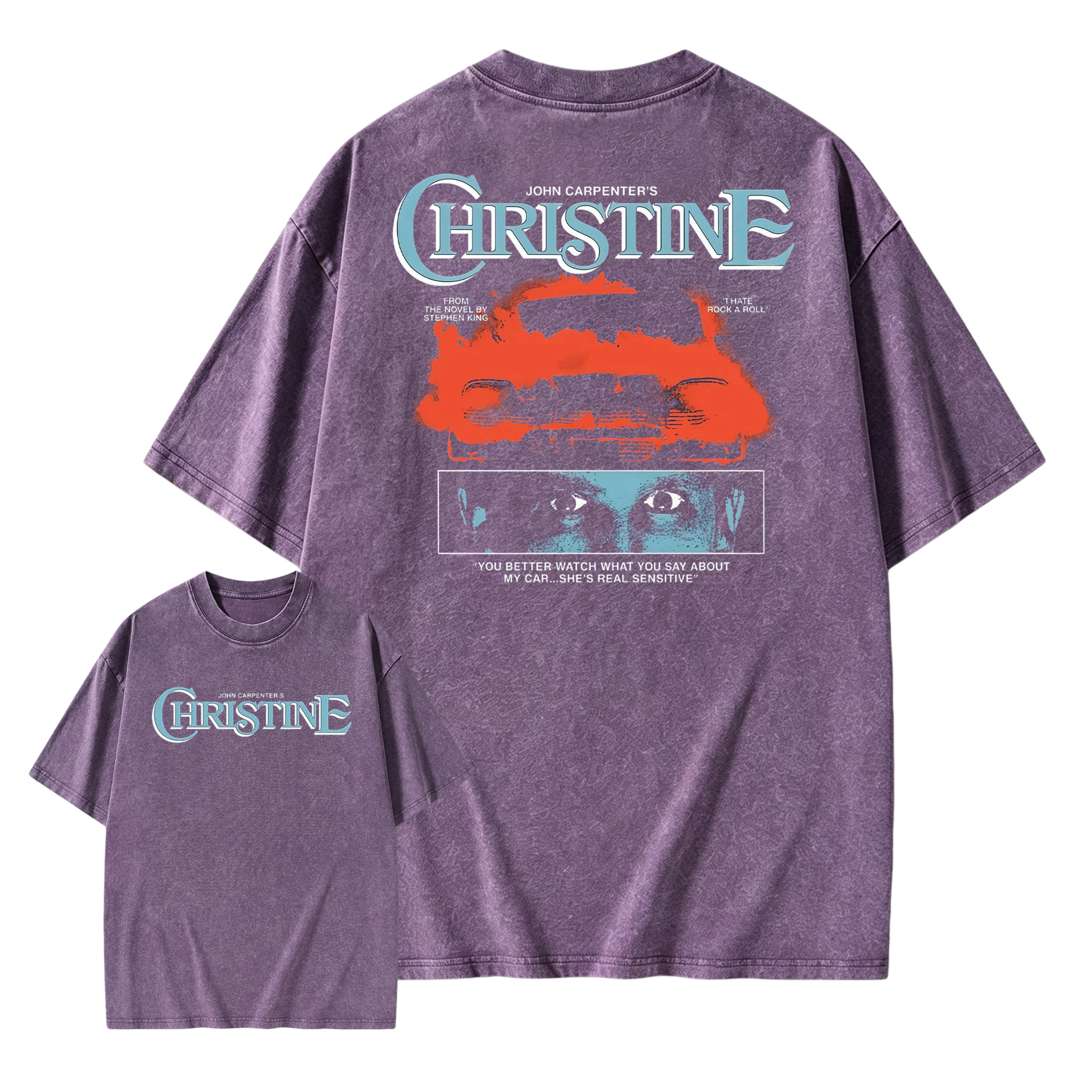 Christ1ne Inspired Retro Car Horror Movie Graphic Washed T-shirt