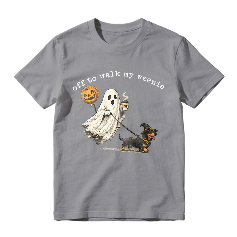 Halloween Ghost Walking Dachshund Funny Quote, Unisex Classic T-shirt