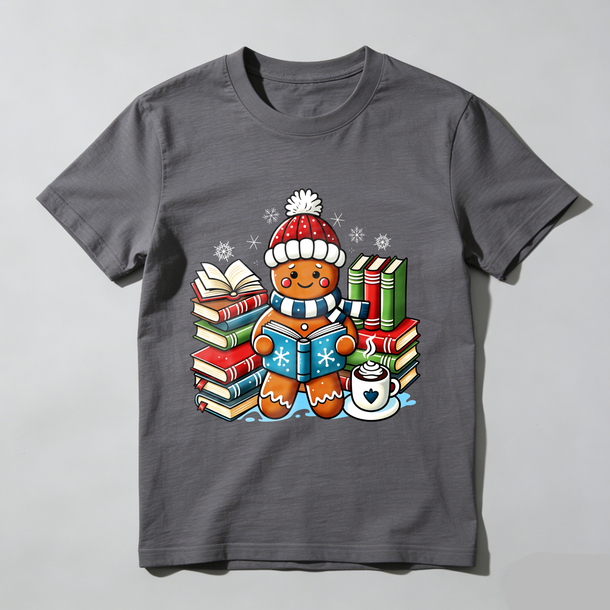 Wardrobecart Gingerbread Cookie Reading Books With Coffee Tshirt