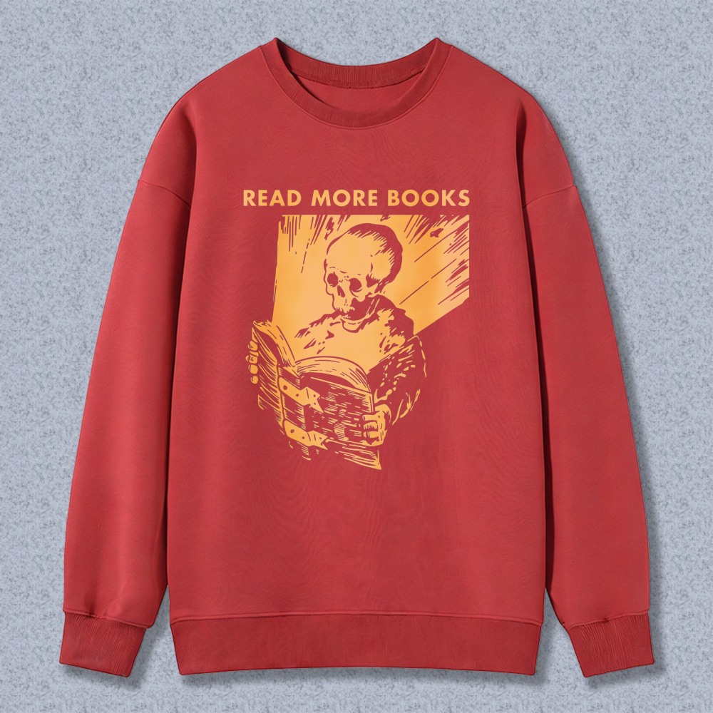 Wardrobecart Read More Books Skeleton Reading Book Pattern Unisex Classic Sweatshirt