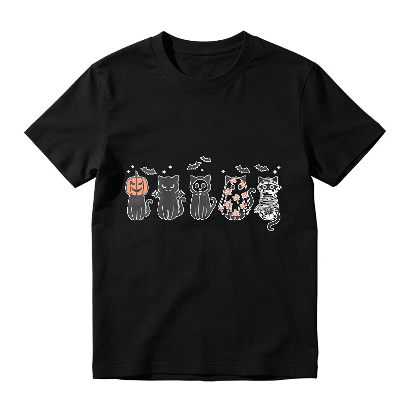 Halloween Cats With Pumpkin And Bats Unisex Classic T-shirt