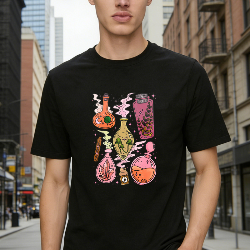 Magical Potion Bottles With Plants And Crystals, Unisex Classic T-shirt