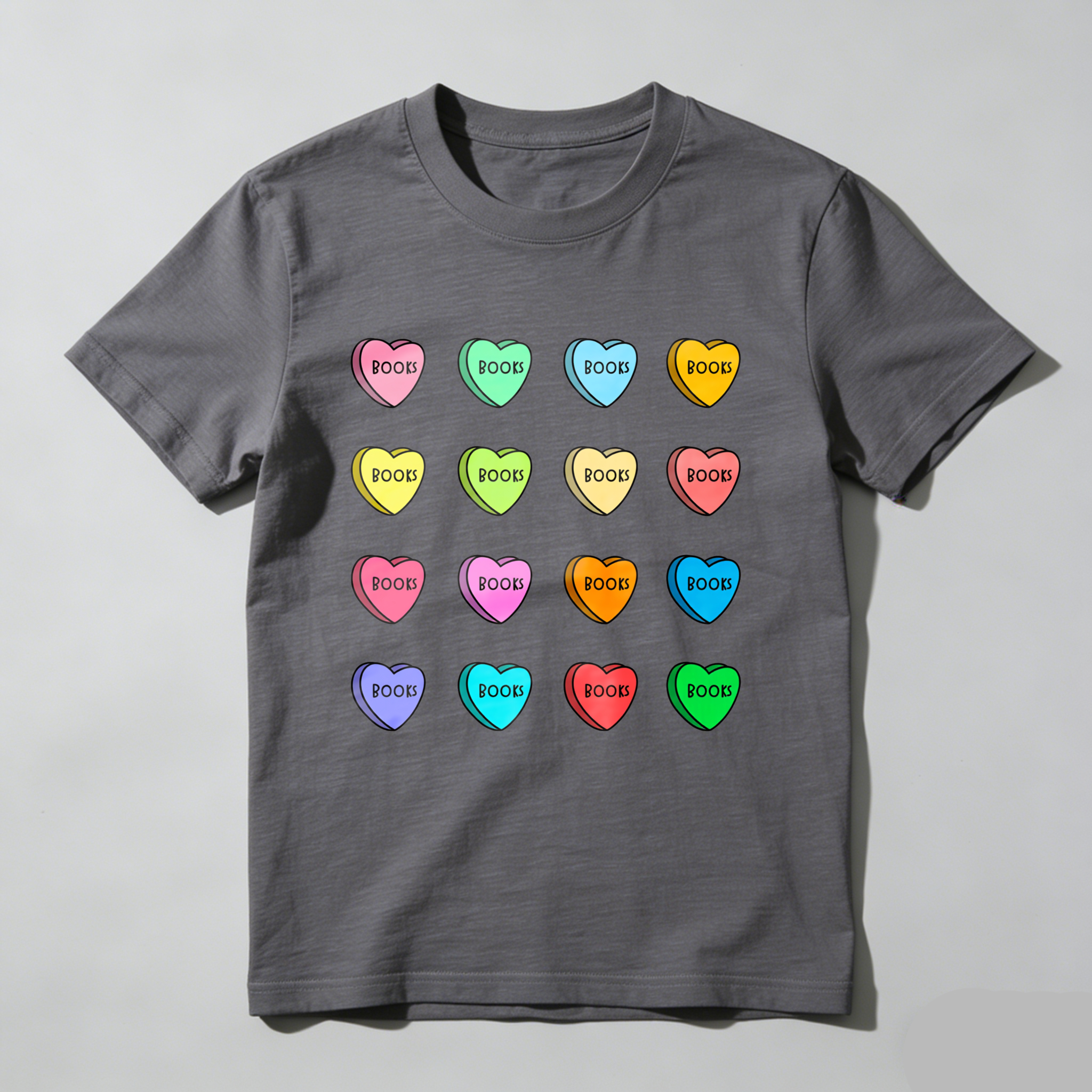 Wardrobecart Colorful Hearts With Word Boob Tshirt