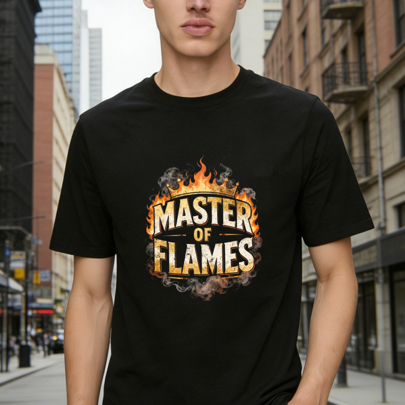 Master Of Flames Fire Text Graphic Unisex Classic T-shirt