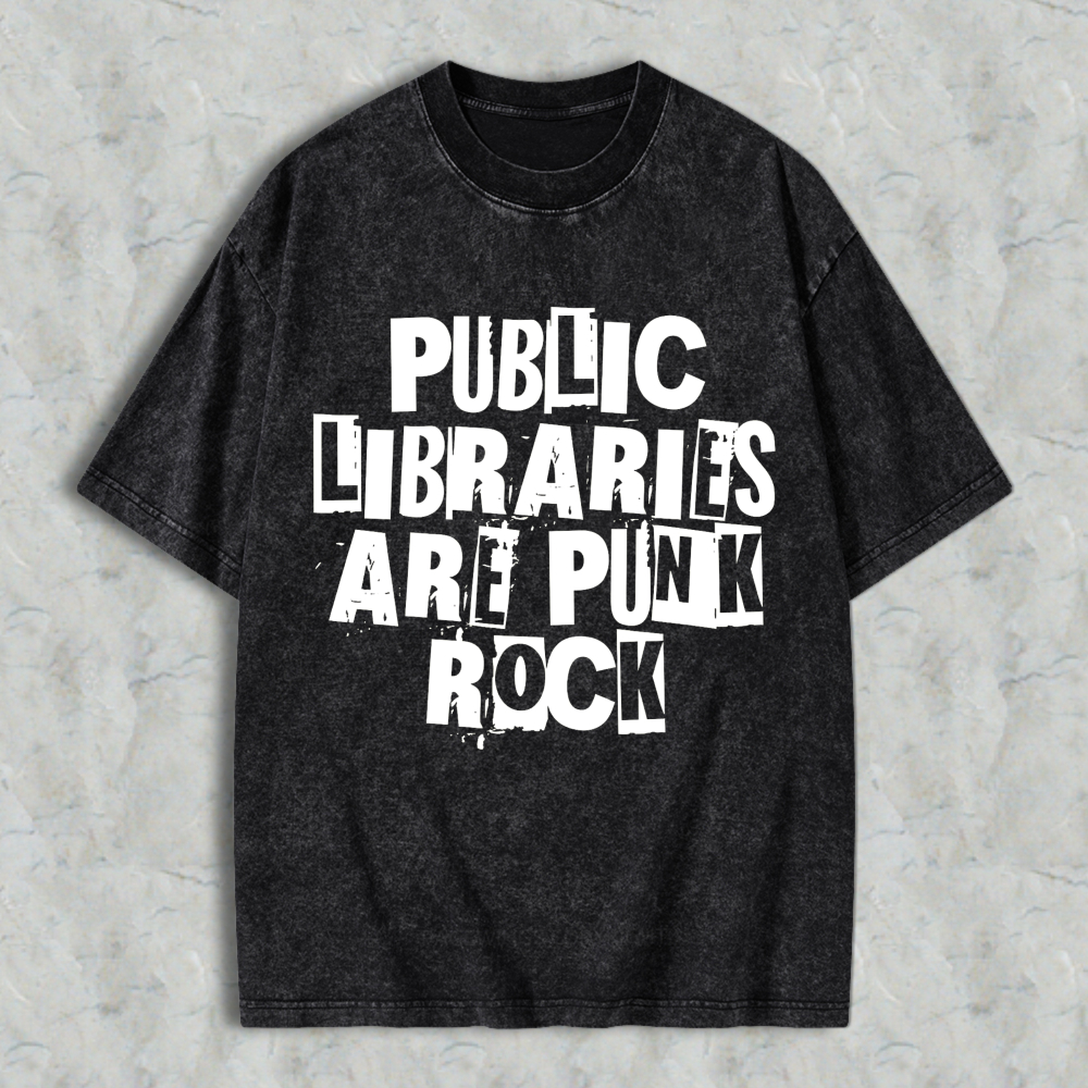 Wardrobecart Public Libraries Are Punk Rock Unisex Washed T-shirt