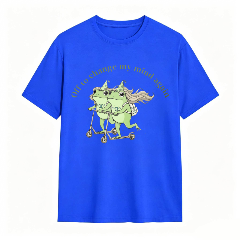 Frogs On Scooter With Text Off To Change My Mind Again Unisex Classic T-shirt