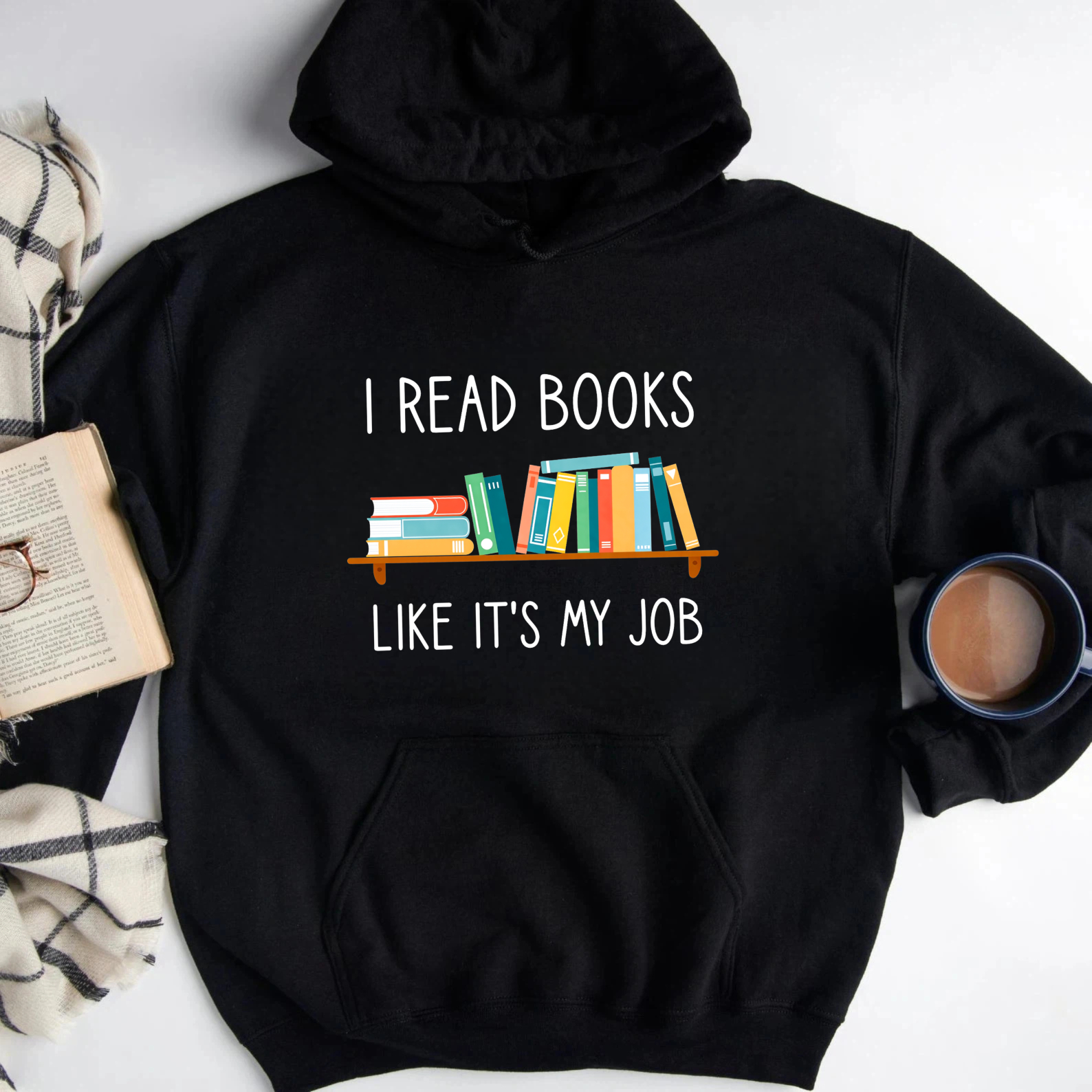 Wardrobecart I Read Books Like Its My Job Bookshelf Design Unisex Classic Hoodie