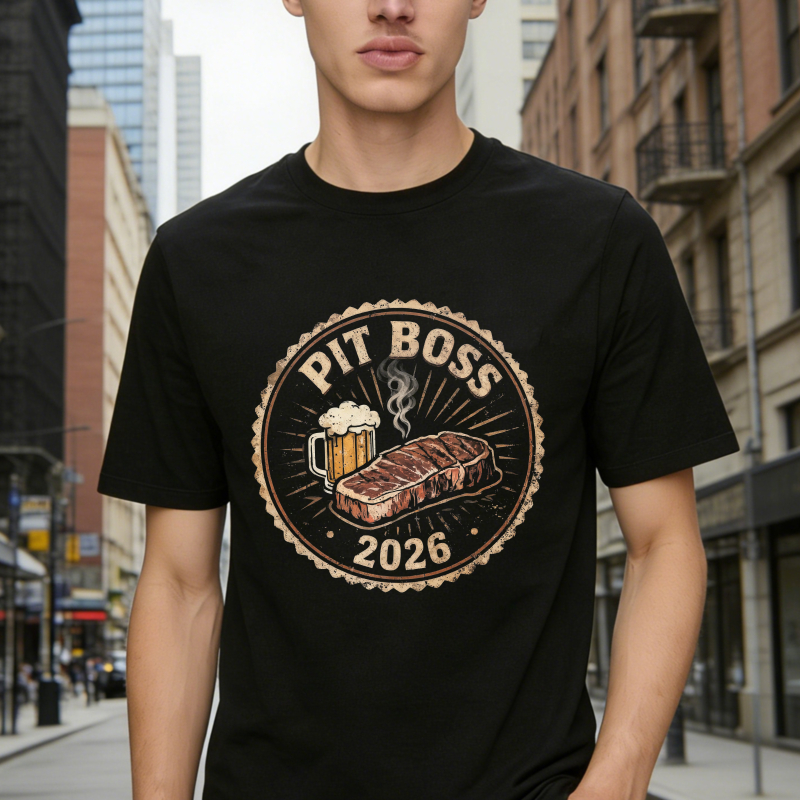 Pit Boss 2026 Grilled Steak And Beer Badge Unisex Classic T-shirt