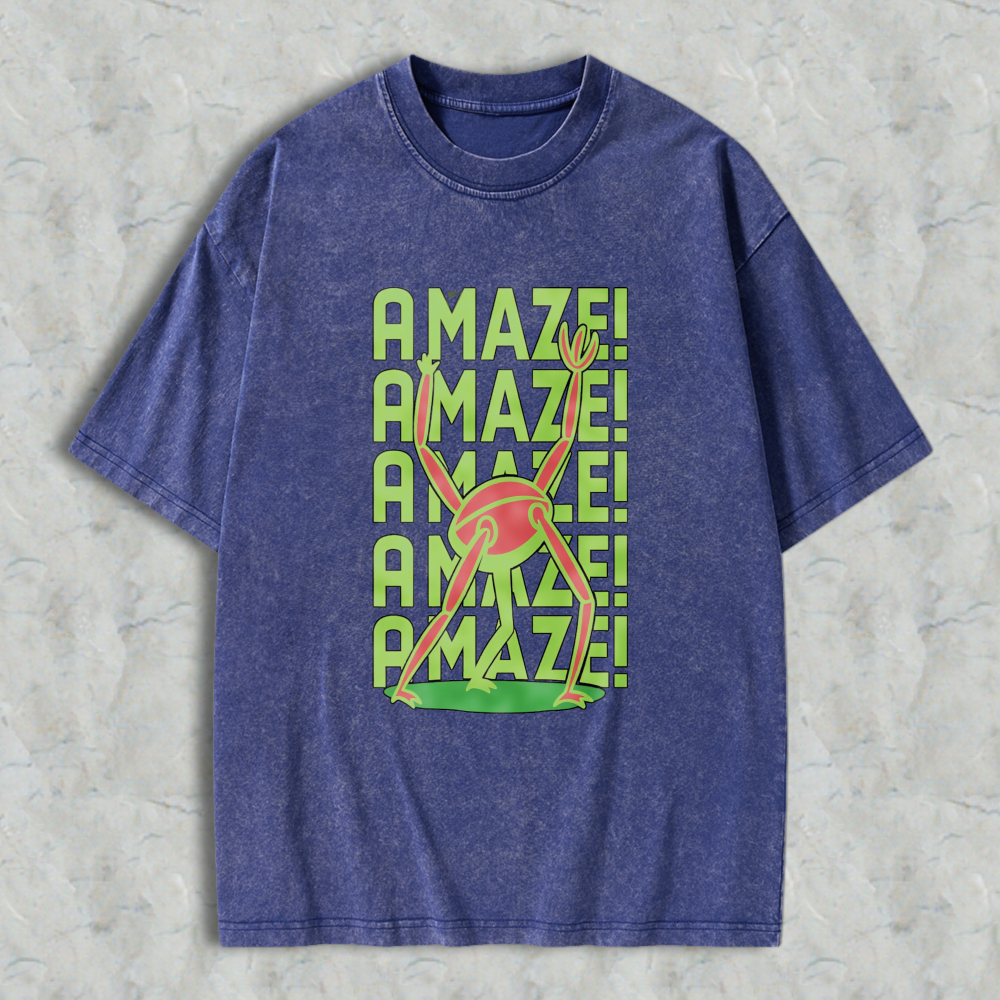 Wardrobecart Amazing Frog Stacked Text Design Unisex Washed T-shirt