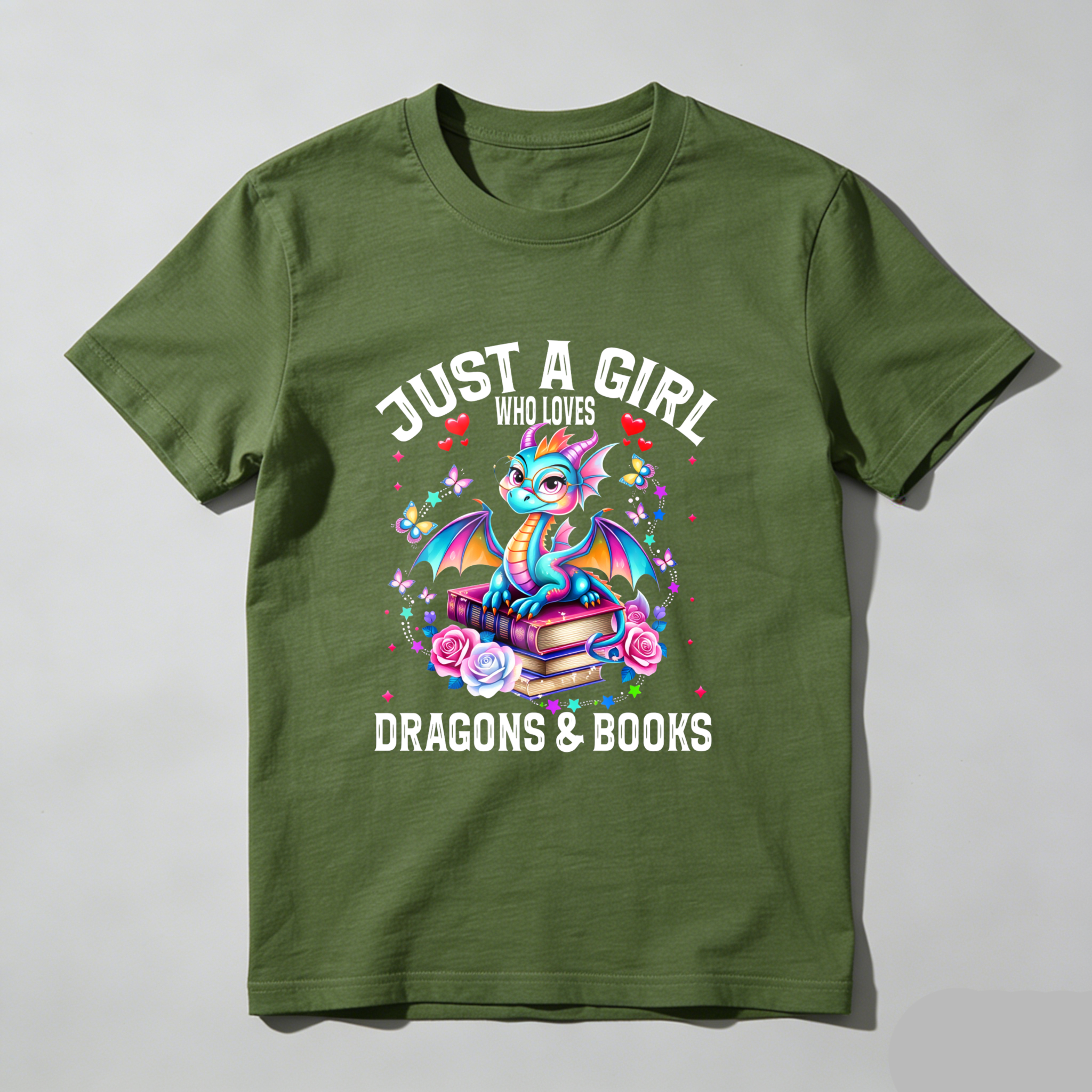 Wardrobecart Just A Girl Who Loves Dragons And Books Tshirt