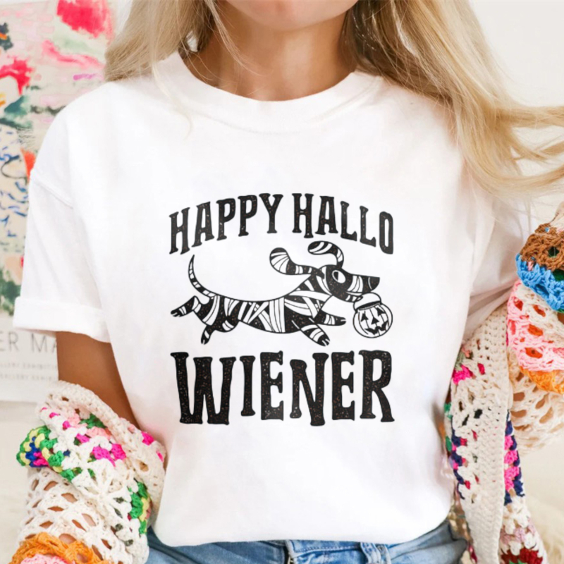 Happy Hallo Wiener Funny Halloween Dachshund Dog Graphic T-shirt