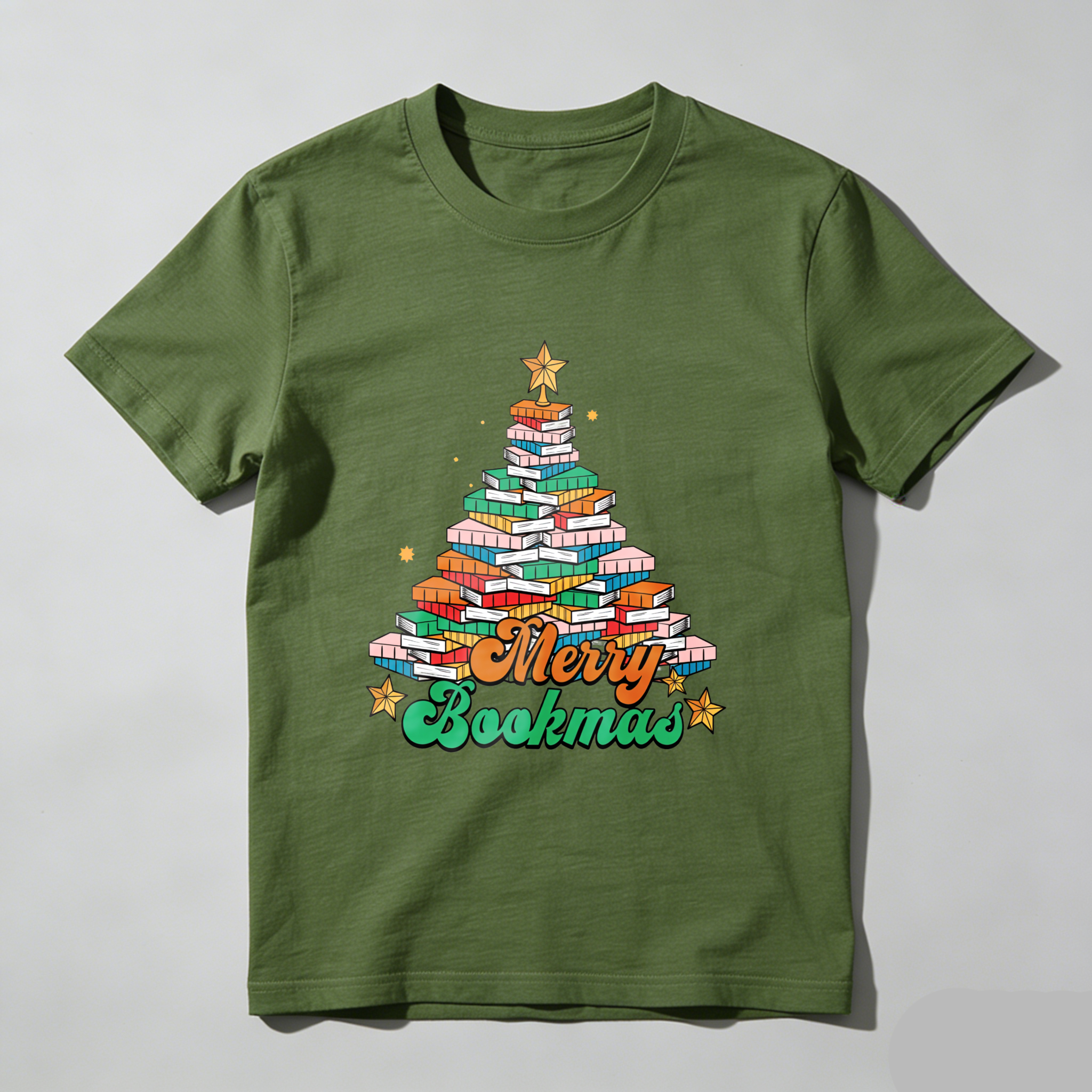 Wardrobecart Merry Bookmas Tree Made Of Books Tshirt
