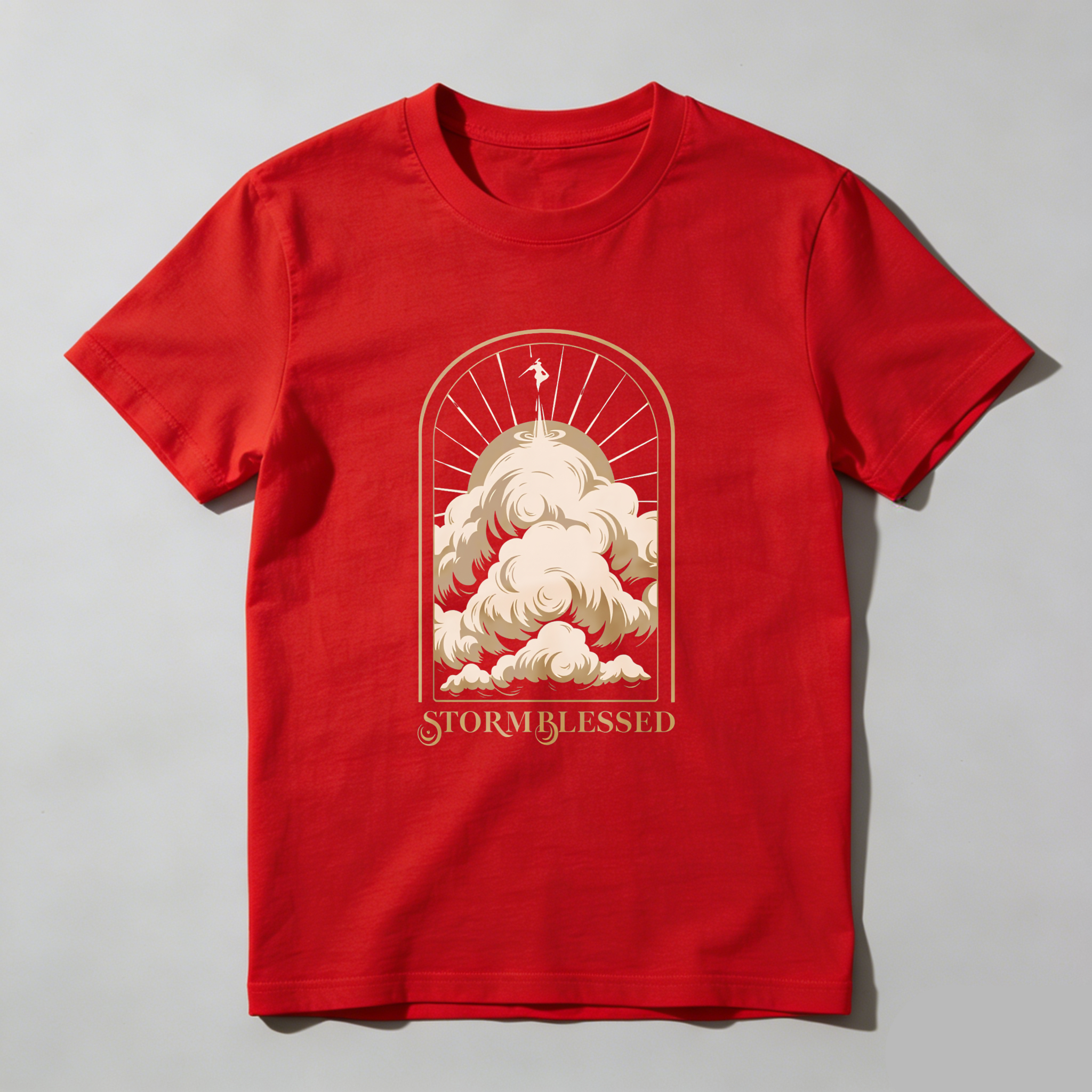 Wardrobecart Storm Blessed Clouds With Angel And Sun Rays Tshirt