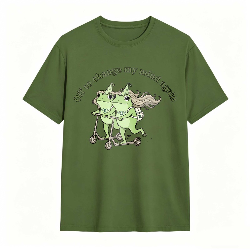 Frogs On Scooter With Text Off To Change My Mind Again Unisex Classic T-shirt