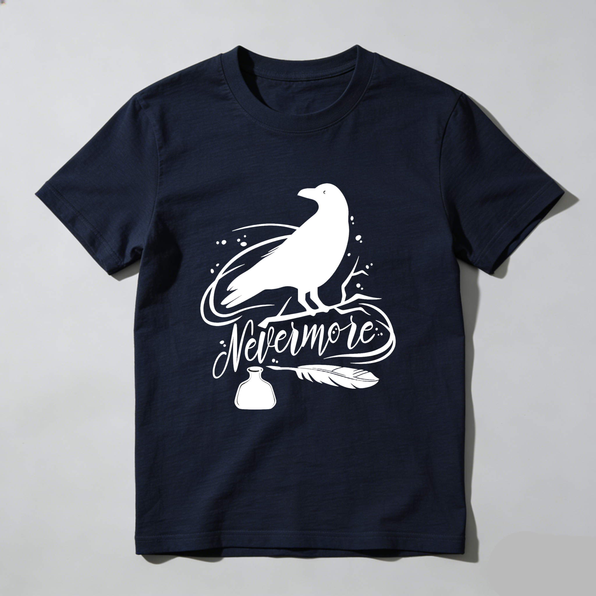 Wardrobecart Nevermore Raven With Feather And Bottle Tshirt