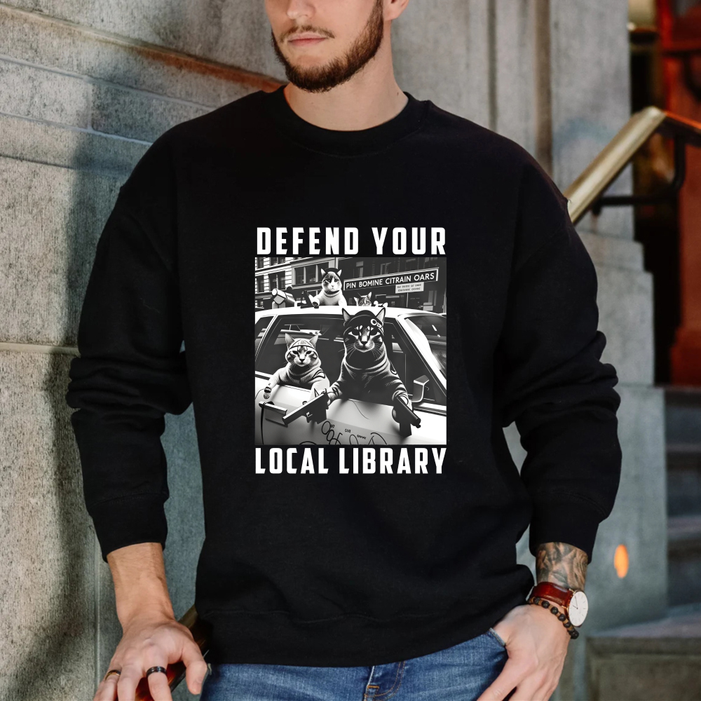 Wardrobecart Defend Your Local Library Cats With Guns Unisex Classic Sweatshirt