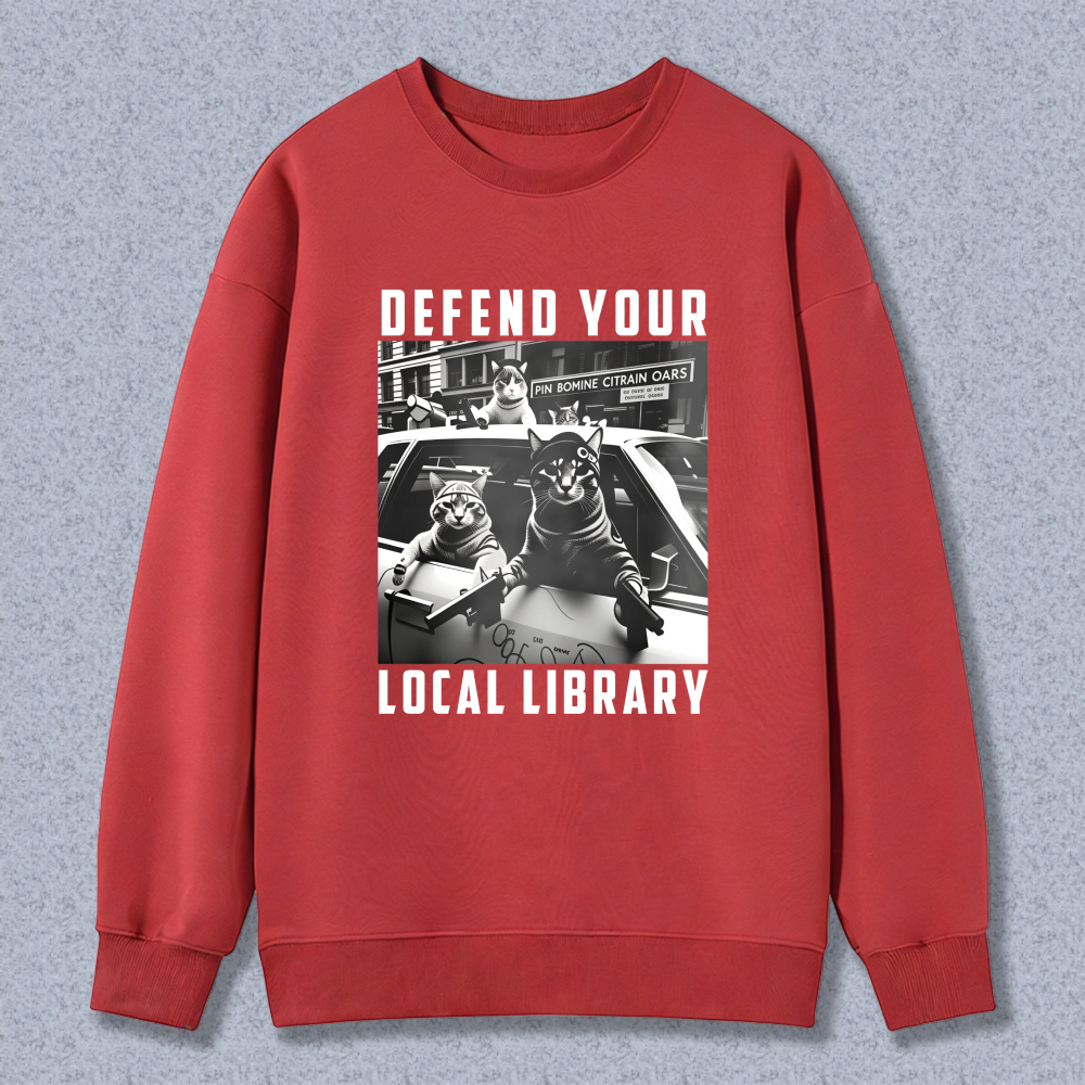 Wardrobecart Defend Your Local Library Cats With Guns Unisex Classic Sweatshirt