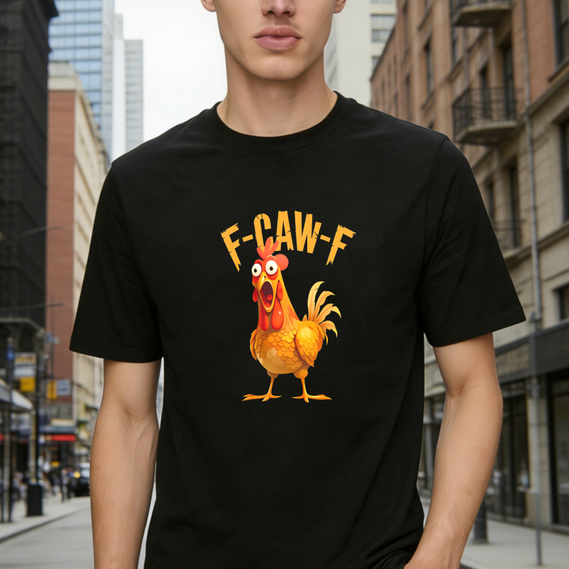 F Caw F Chicken Rooster Cartoon tshirt 100% cotton