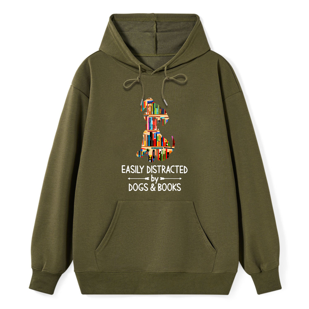 Wardrobecart Dog Made Of Books Easily Distracted By Dogs And Books Unisex Classic Hoodie