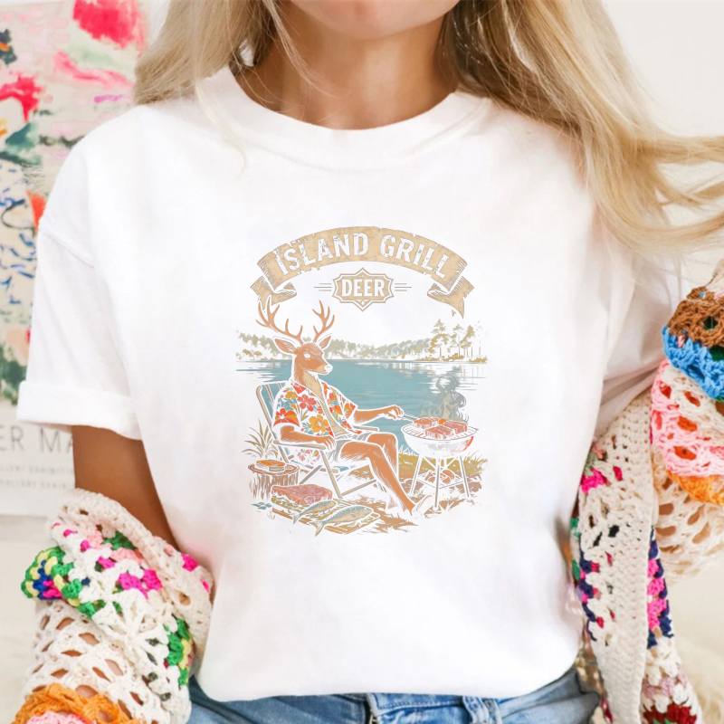 Island Grill Deer Camping Scene Unisex Classic T-shirt