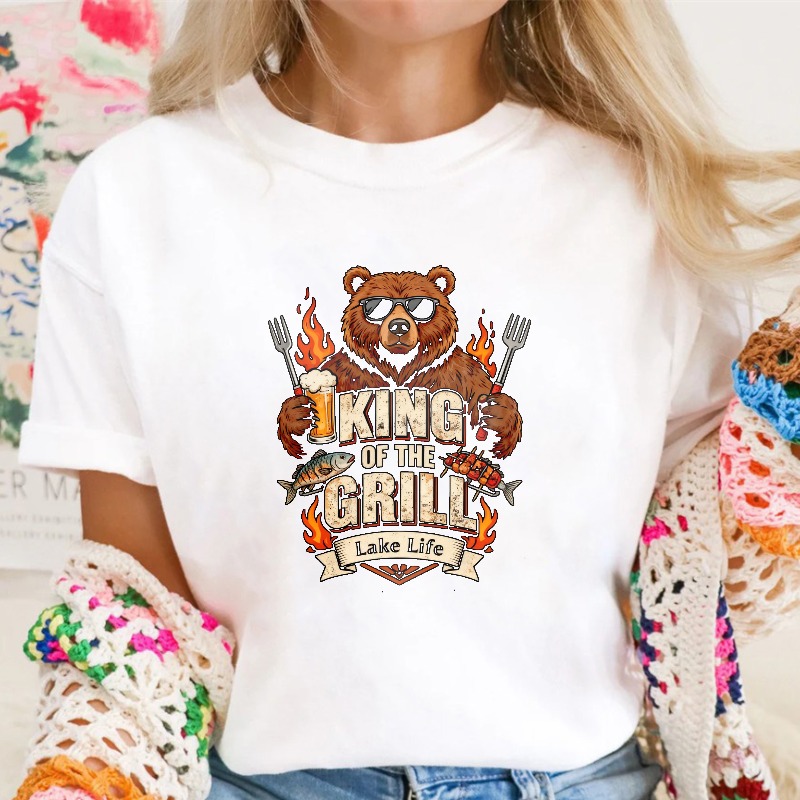 King Of The Grill Bear With Beer And Forks Lake Life Unisex Classic T-shirt